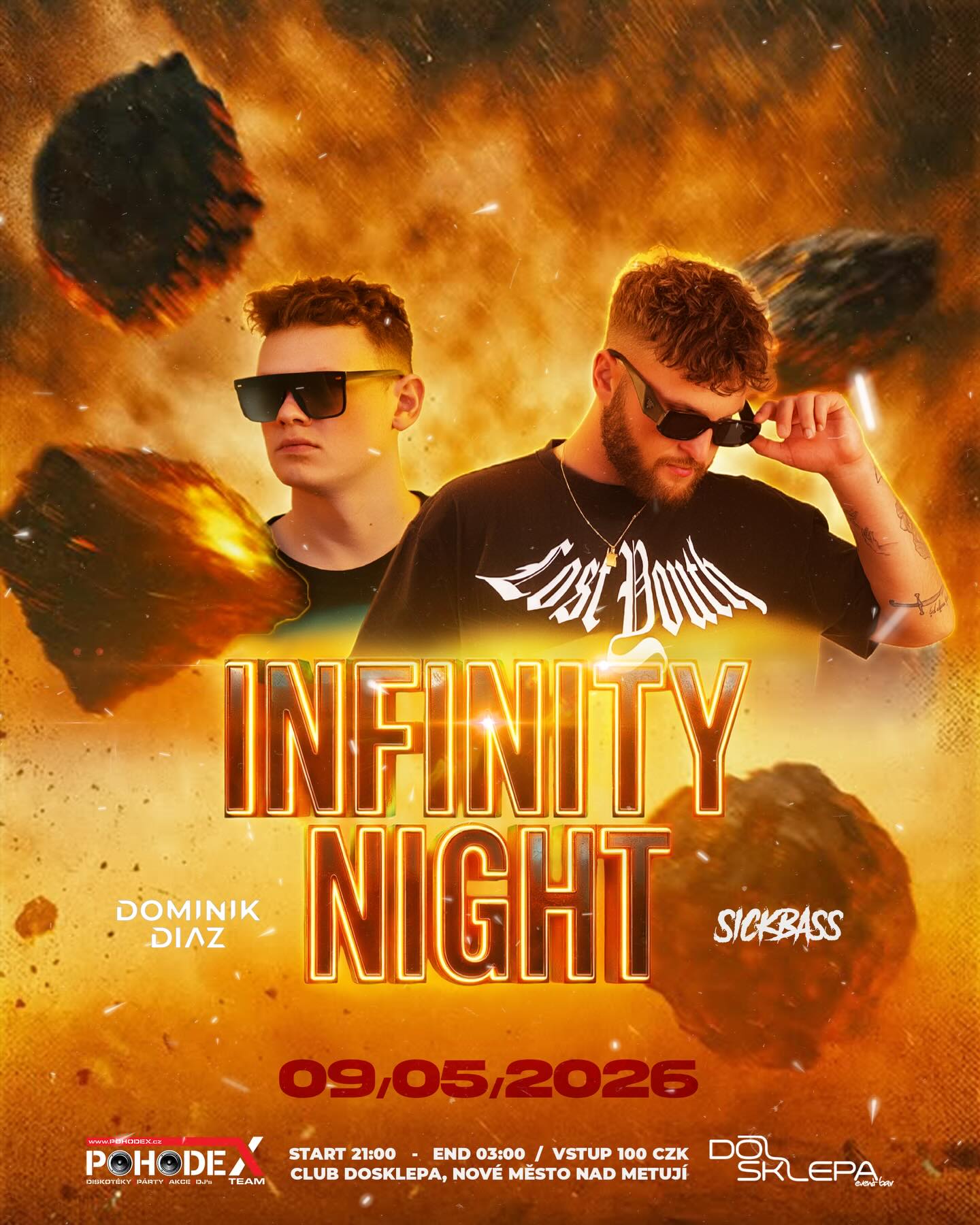 Další party v baru DoSklepa již tuto SOBOTU !
INFINITY NIGHT ♾️ - SOBOTA 9.5.
Nekonečná noc s bývalými headliner Djs z Infinity Vibes

🔊 Dominik Diaz / Sickbass

Open 21:00 | Start 22:00 | End 03:00 | Vstup 100 CZK
Event bar DoSklepa - Nové Město nad Metují, Malecí 205".
